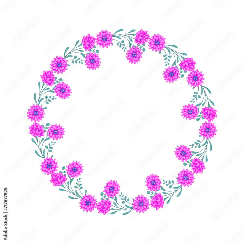 Vector hand drawn floral wreath frame on white background Vector hand drawn floral wreath frame on white background