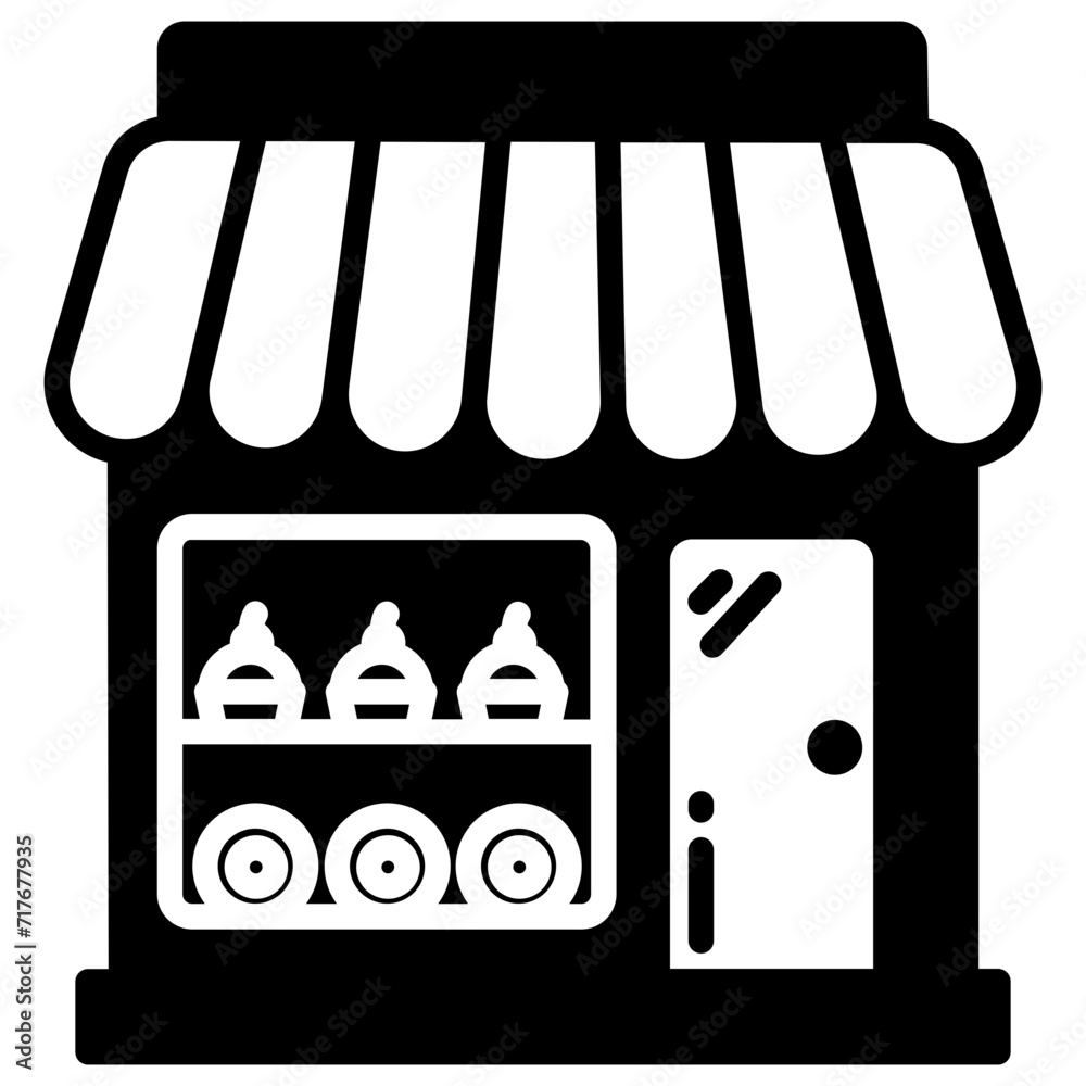 Bakery shop  glyph and line vector illustration
