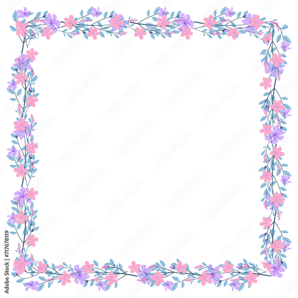 Vector hand drawn floral frame on white background Vector hand drawn floral frame on white background