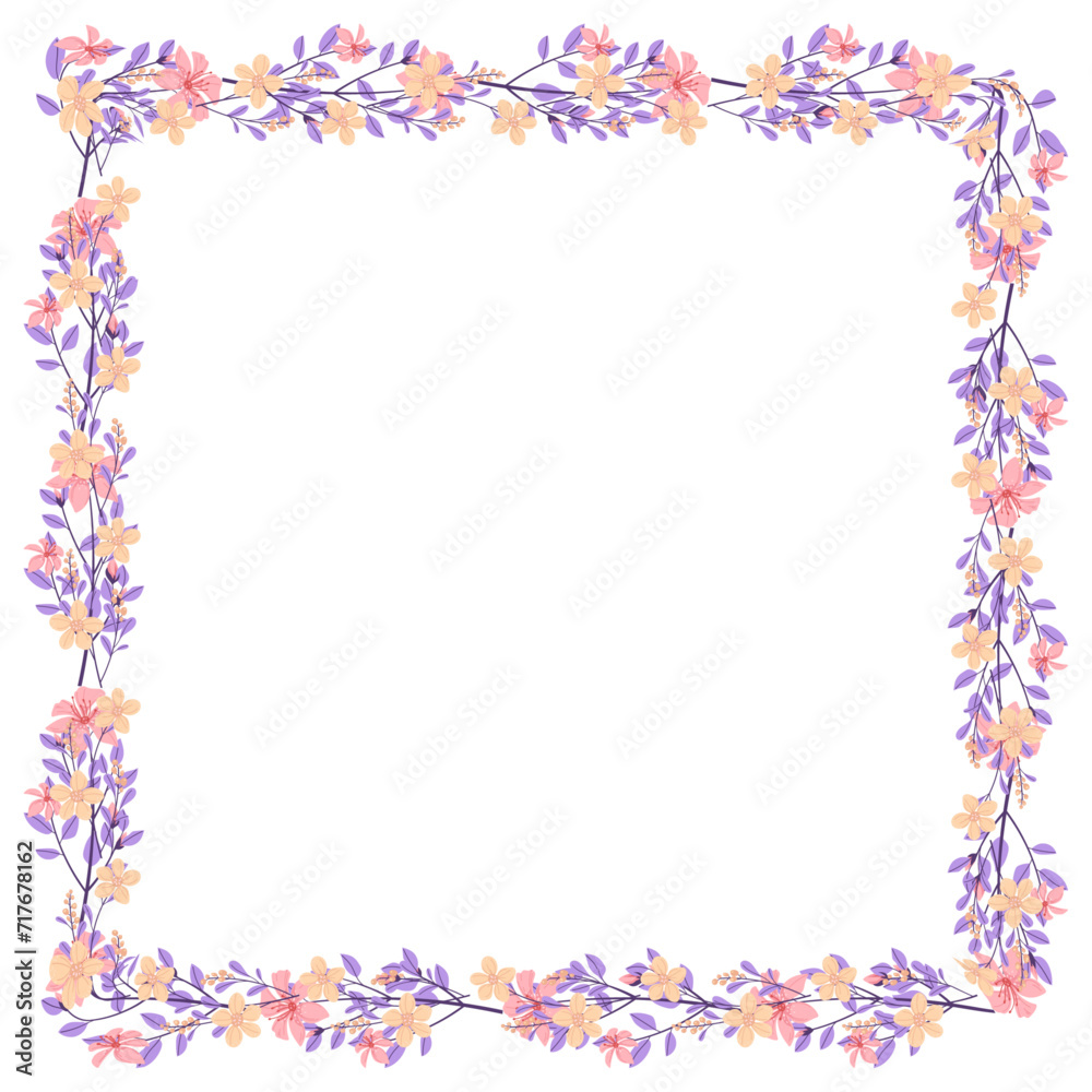 Vector hand drawn floral frame on white background Vector hand drawn floral frame on white background