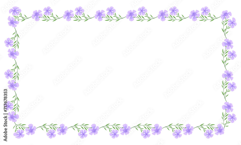 Vector hand drawn floral frame on white background