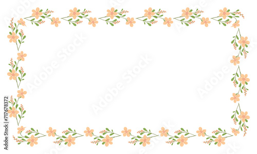 Vector hand drawn floral frame on white background