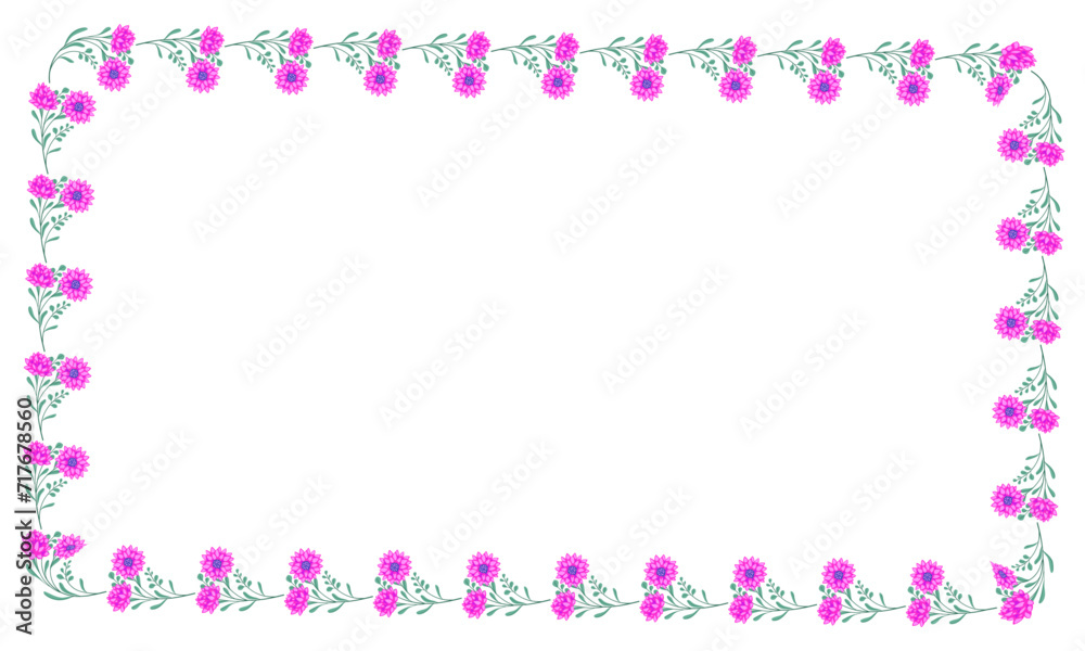 Vector hand drawn floral frame on white background