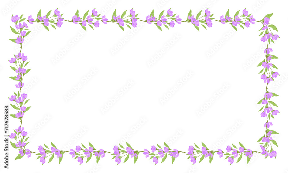 Vector hand drawn floral frame on white background