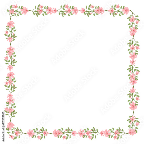 Vector hand drawn floral frame on white background