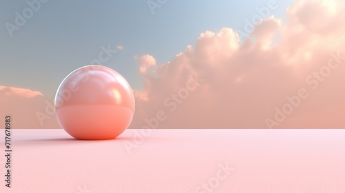 Generative AI  Peach fuzz color of 2024  fantastic 3d clouds on the floor  sky and landscape. Gentle colors and with bright lights..  
