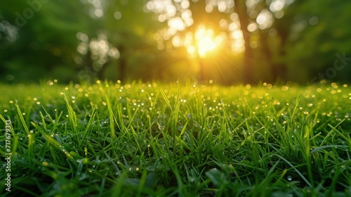 Fresh green grass on green summer background
 photo