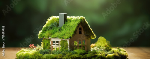 Minimalistic eco huse concept design. Enviromental and green concept. photo