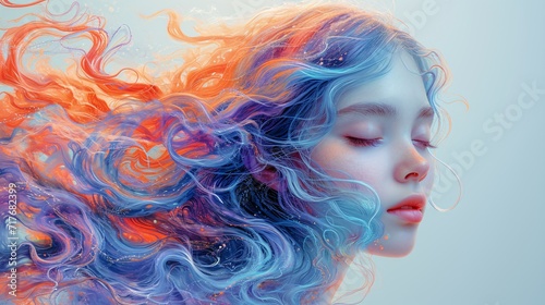 Fantasy Hair: A Colorful, Wavy, and Glowing Mane Generative AI
