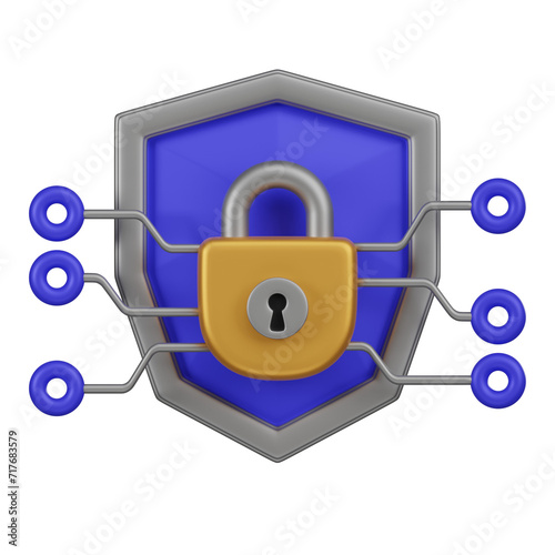 Shielded Network Security 3D Icon
