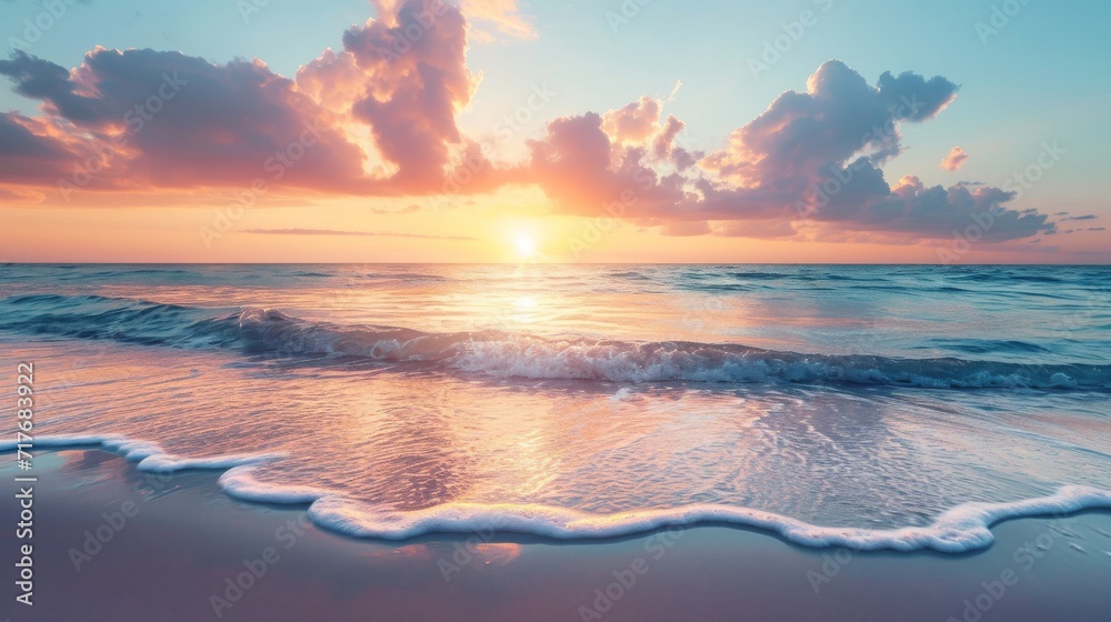 Smoke waves on a tranquil beach at sunset background Smoke waves on a tranquil beach at sunset background
