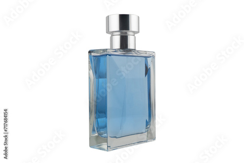 Bottle of perfume isolated on white background. Blank glass spray bottle with perfume isolated.