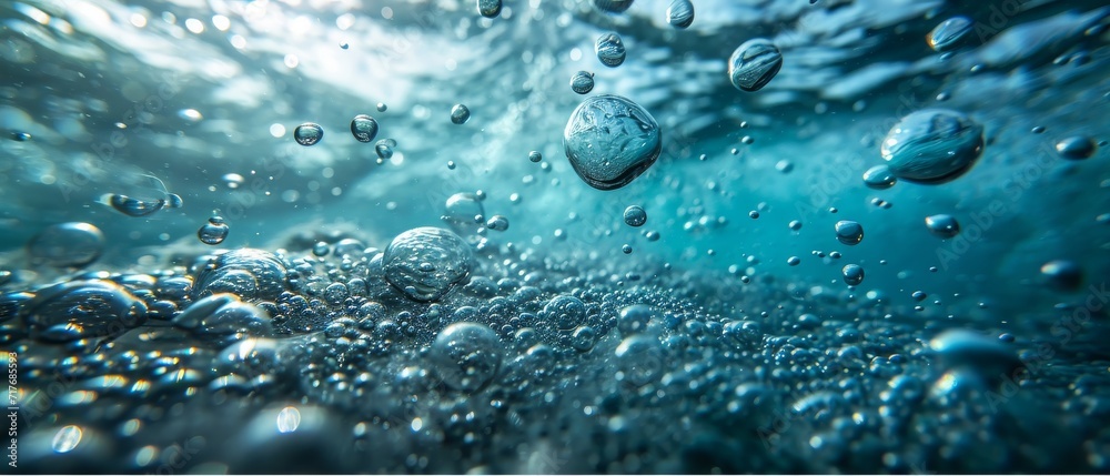 Bubbles in blue water background Generative AI Bubbles in blue water background Generative AI