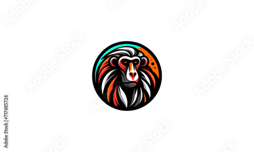 head monkey rainbow vector illustration flat design