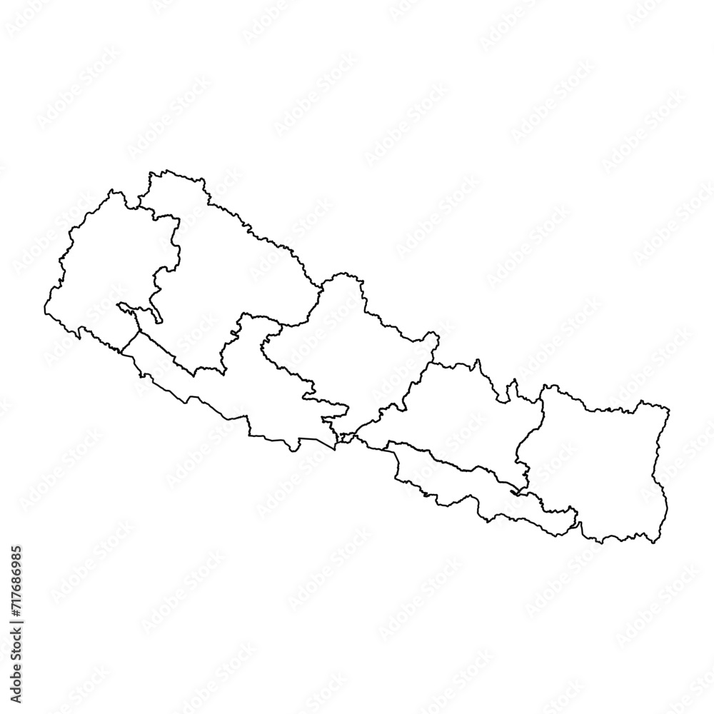 Nepal map with administrative divisions. Vector illustration.