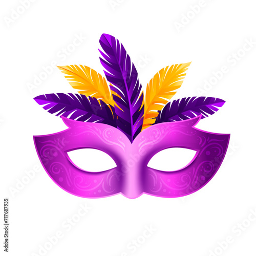 vector realistic carvinal mask composition with isolated illustration