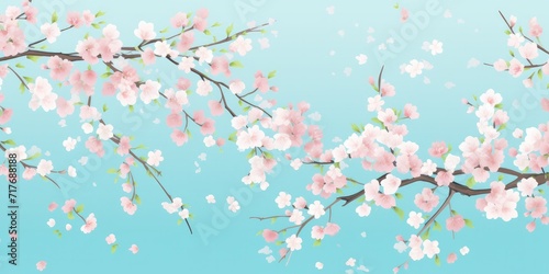 Cherry blossom Japanese pattern spring on blue background © Eyepain