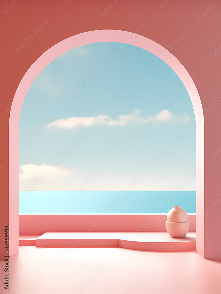 Fototapeta premium Modern round product advertising podium, booth, stage, product background, promotional event background