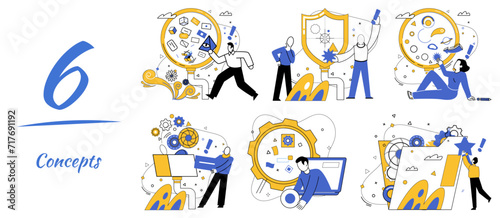 Service innovation vector illustration. Success is summit reached by businesses scaling peaks service innovation Service innovation is melody playing in background every successful venture