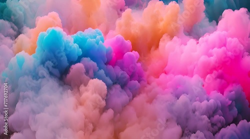 A Spectacular Symphony of Exploded Clouds and Vibrant Powders Unleashing a Dance of Colorful Smoke photo