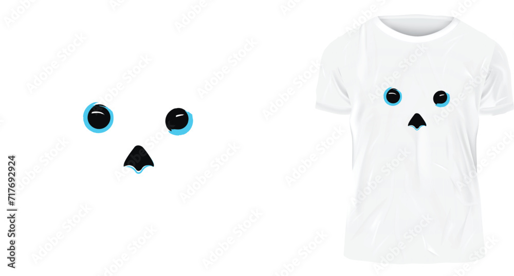 Fototapeta premium t-shirt design, The owl is looking at the chick