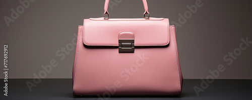 Beautiful pink  hadbag or friefcase. copy space for text. photo