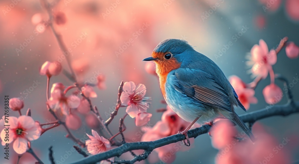 bird in blossoming garden