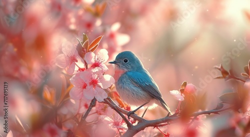 bird in blossoming garden