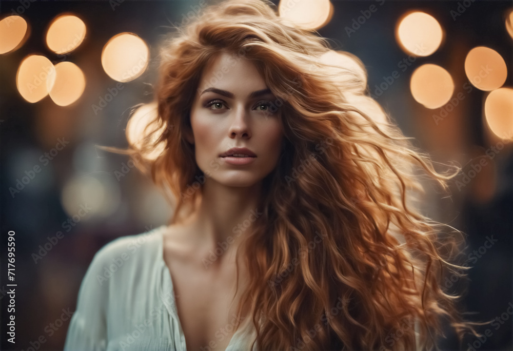 Fototapeta premium Chioma Incantevole- Ritratto di una Donna con Capelli Magnifici