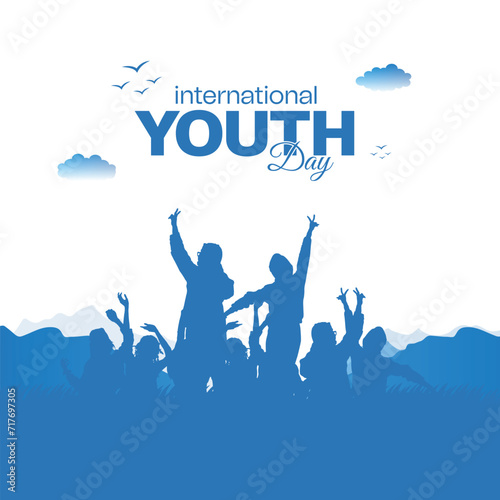 International youth day greeting 12 august social media post or banner design with enjoying up celebrate vector file