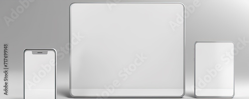 Computer screen or tablet desktop mock up on white background.