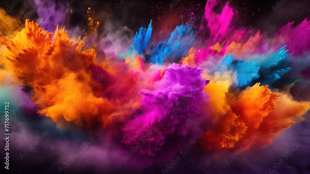 Explosion of color pigments, representing Holi Fest