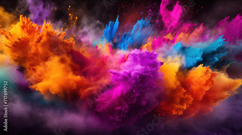 Explosion of color pigments, representing Holi Fest