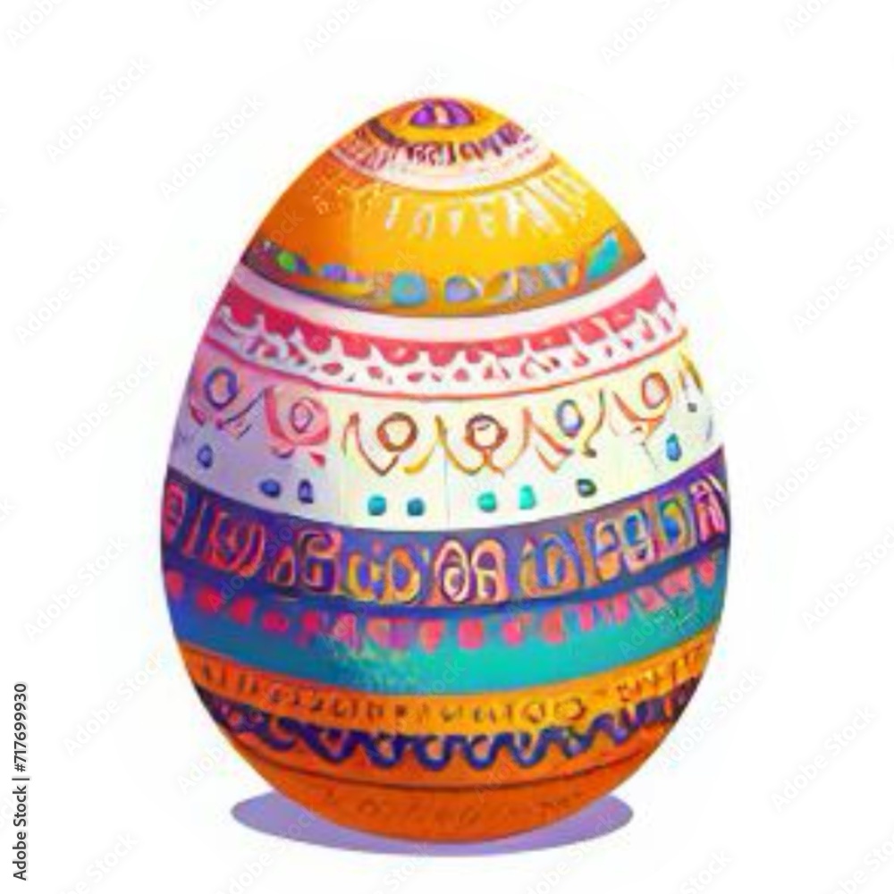 St. Easter day illustration, holiday, Easter with eyes and decorated with flowers, patterned eggs