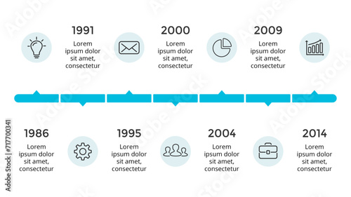 Infographic design template, Timeline concept with years, Can be used for workflow layout, diagram, banner, webdesign, presentations, banner, flow chart, concept with 5 steps. Vector illustration