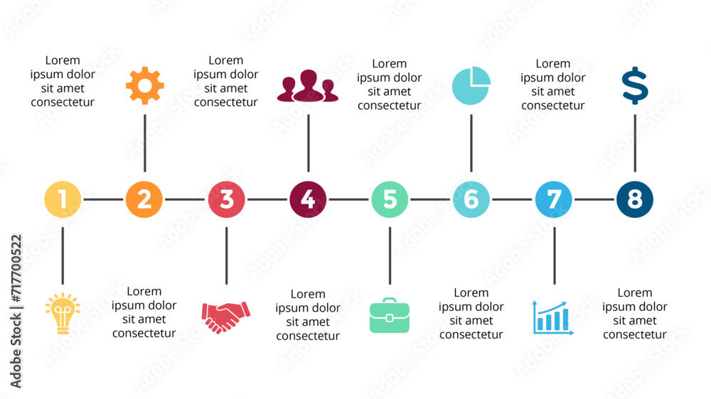 Naklejka premium Infographic design template, Timeline concept with years, Can be used for workflow layout, diagram, banner, webdesign, presentations, banner, flow chart, concept with 5 steps. Vector illustration