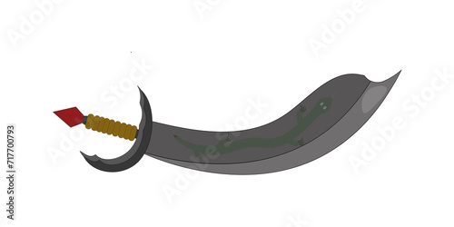 Illustration of an engraved gray sword on a white background