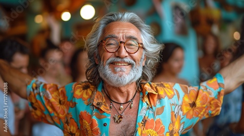 Groovy Grandpa Glasses: A Flower-Powered Smile Generative AI