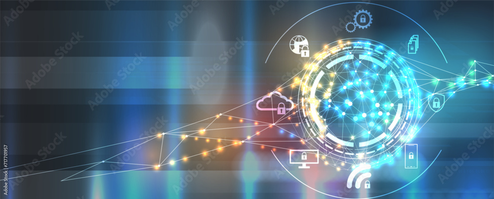 Obraz premium Technology Network Vector Background.. Science and technology presentation background. Big data connectivity software development wallpaper