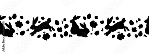 Lovely hand drawn Easter horizontal seamless pattern, cute doodle eggs, great for textiles, banners, wallpaper, wrapping - vector design