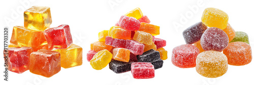 Fruit Marmalade Sweets Set Isolated on Transparent or White Background, PNG
