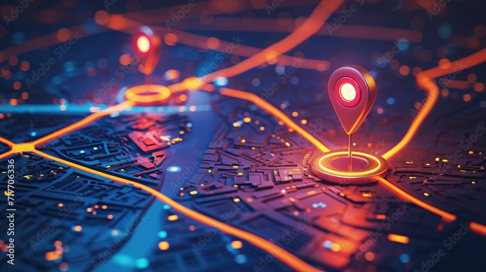 futuristic map pin location AI technology background futuristic map pin location AI technology background