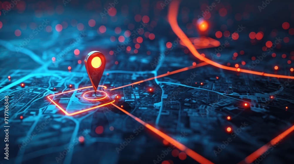 futuristic map pin location AI technology background futuristic map pin location AI technology background