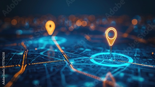 Fotografija futuristic map pin location AI technology background