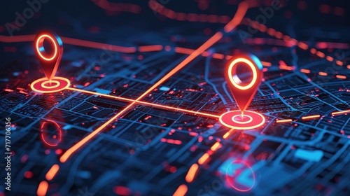 futuristic map pin location AI technology background photo