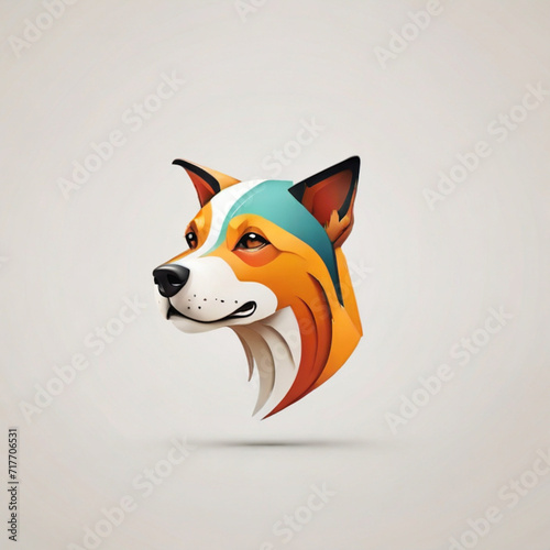 Elevate your brand with a minimal, logotype featuring a sleek and stylized dog face against a white background.  Professional and colorful, this vector logo features a stunning 3D rendering.
