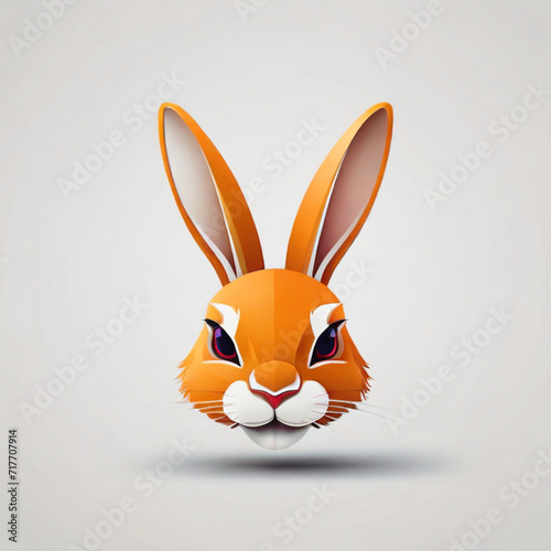 Elevate your brand with a minimal, logotype featuring a sleek and stylized rabbit face against a white background.  Professional and colorful, this vector logo features a stunning 3D rendering.
