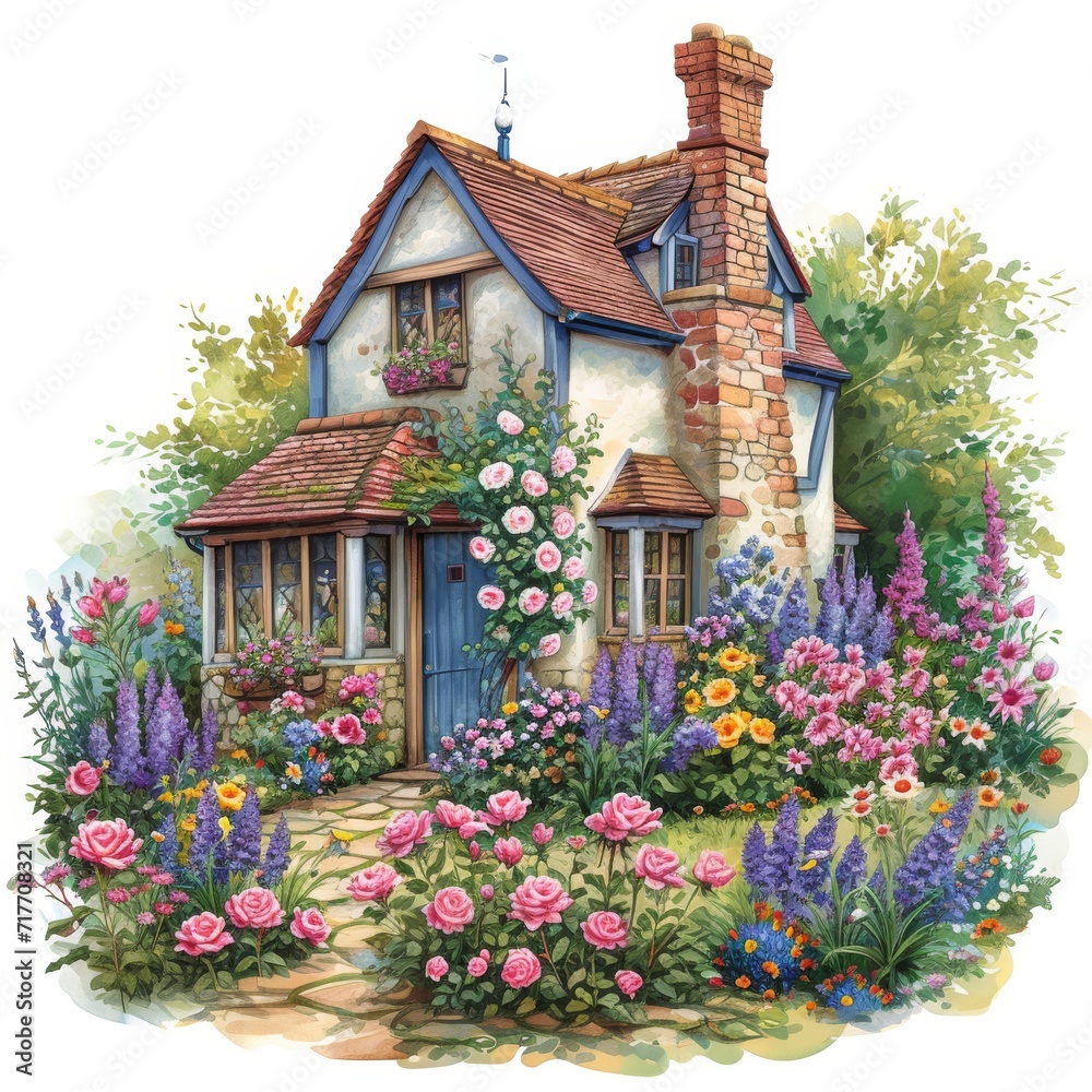 Dream house surrounded by flowers