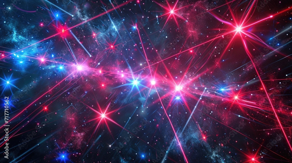 abstract cosmic background with colorful red and blue laser lights