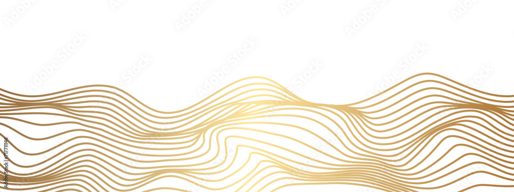 Vector abstract golden wavy, curve and ocean flowing dynamic lines isolated on transparent background. Design for banner, flyer, cover, technology, science, brochure, ocean. Vector abstract golden wavy, curve and ocean flowing dynamic lines isolated on transparent background. Design for banner, flyer, cover, technology, science, brochure, ocean.